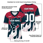 custom houston texans dripping flames blue white jersey best selling