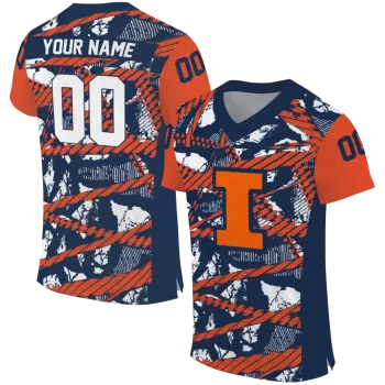 custom illinois fighting illini camo shatter blue jersey best selling