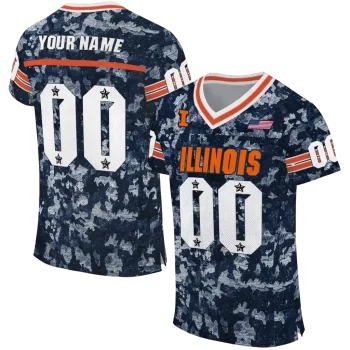 custom illinois fighting illini camouflage abstract blue jersey best selling