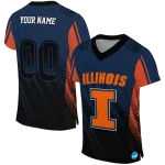 custom illinois fighting illini halftone flow blue black jersey best selling