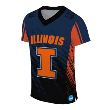 custom illinois fighting illini halftone flow blue black jersey fashion forward