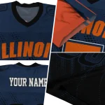custom illinois fighting illini halftone flow blue black jersey best selling