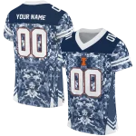 custom illinois fighting illini mirrored pattern blue jersey best selling