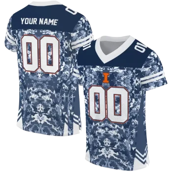 custom illinois fighting illini mirrored pattern blue jersey best selling