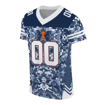 custom illinois fighting illini mirrored pattern blue jersey fashion forward