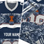 custom illinois fighting illini mirrored pattern blue jersey best selling
