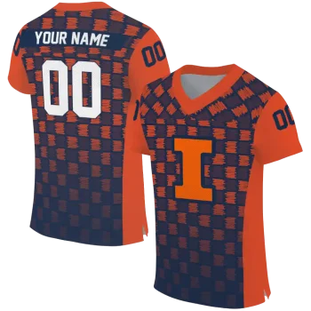 custom illinois fighting illini stacked rectangle blue jersey best selling