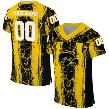 custom iowa hawkeyes rugged stripes black jersey best selling