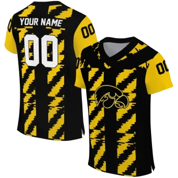 custom iowa hawkeyes stripe block black jersey best selling