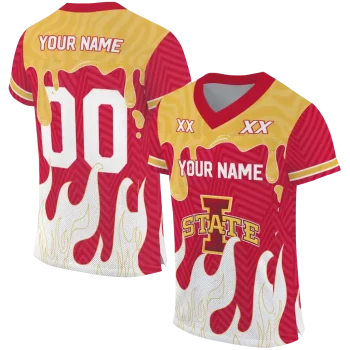 custom iowa state cyclones dripping flames red white jersey best selling