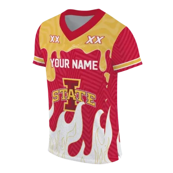 custom iowa state cyclones dripping flames red white jersey fashion forward