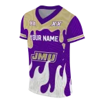 custom james madison dukes dripping flames purple white jersey best selling