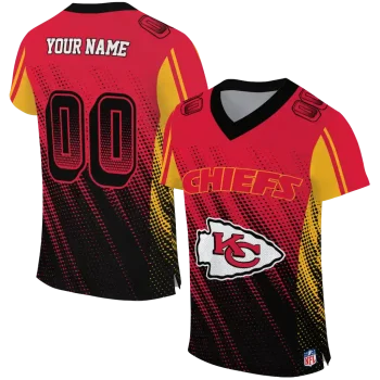 custom kansas city chiefs halftone fade red black jersey best selling