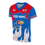 custom kansas jayhawks dripping flames blue white jersey best selling