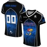 custom kansas jayhawks halftone slant blue black jersey best selling