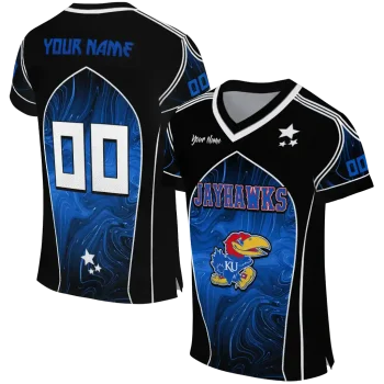 custom kansas jayhawks halftone slant blue black jersey best selling