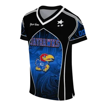 custom kansas jayhawks halftone slant blue black jersey fashion forward