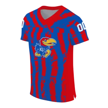custom kansas jayhawks stripe splatter blue jersey fashion forward
