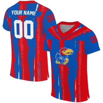 custom kansas jayhawks striped texture blue jersey best selling