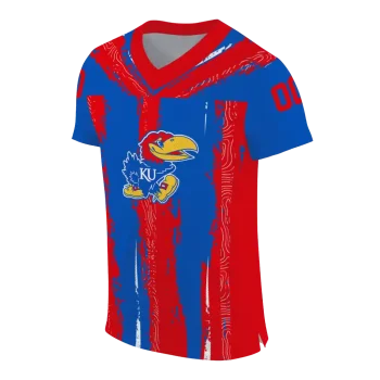 custom kansas jayhawks striped texture blue jersey fashion forward