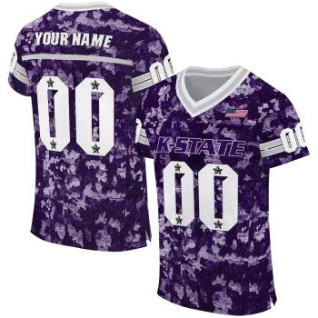 custom kansas state wildcats camouflage abstract purple jersey best selling