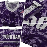 custom kansas state wildcats camouflage abstract purple jersey best selling