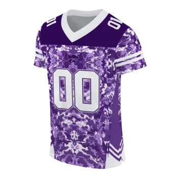 custom kansas state wildcats mirrored pattern purple jersey fashion forward