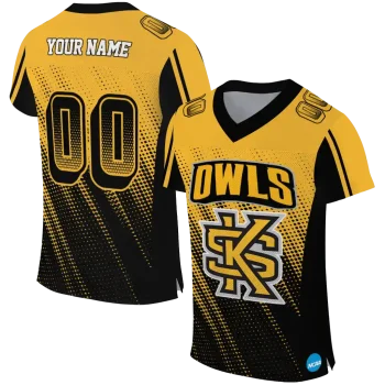 custom kennesaw state owls halftone flow gold black jersey best selling