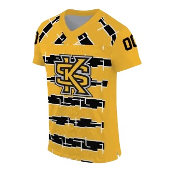 custom kennesaw state owls layered grids gold jersey fashion forward