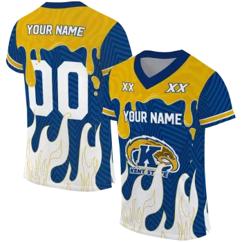 custom kent state golden flashes dripping flames navy blue white jersey best selling
