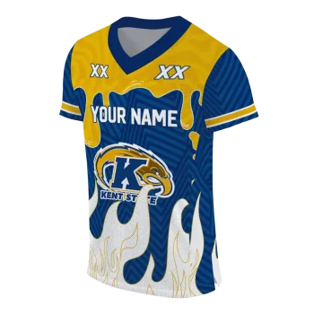 custom kent state golden flashes dripping flames navy blue white jersey fashion forward