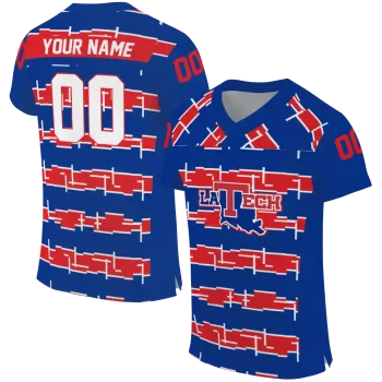 custom la tech layered grids blue jersey best selling
