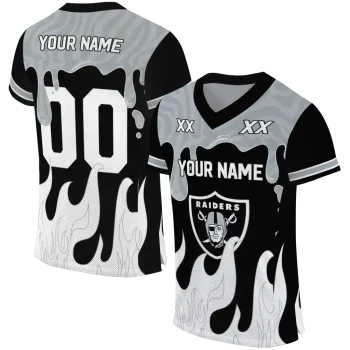 custom las vegas raiders dripping flames black white jersey best selling