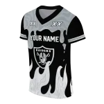 custom las vegas raiders dripping flames black white jersey best selling