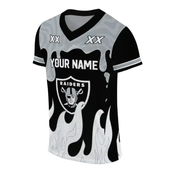 custom las vegas raiders dripping flames black white jersey fashion forward