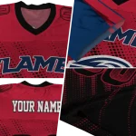 custom liberty flames halftone flow red black jersey best selling