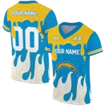 custom los angeles chargers dripping flames blue white jersey best selling
