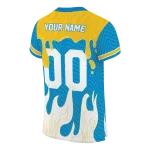 custom los angeles chargers dripping flames blue white jersey best selling