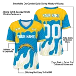 custom los angeles chargers dripping flames blue white jersey best selling