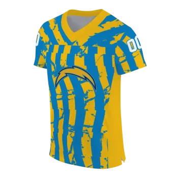 custom los angeles chargers stripe splatter blue jersey fashion forward