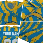 custom los angeles chargers stripe splatter blue jersey best selling