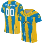 custom los angeles chargers striped texture blue jersey best selling