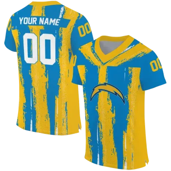 custom los angeles chargers striped texture blue jersey best selling