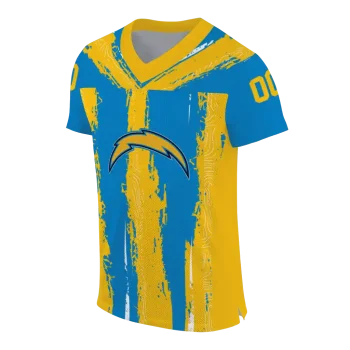 custom los angeles chargers striped texture blue jersey fashion forward