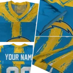 custom los angeles chargers striped texture blue jersey best selling