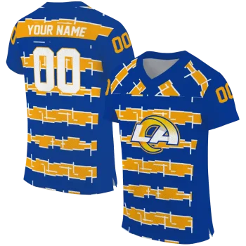 custom los angeles rams layered grids blue jersey best selling