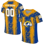custom los angeles rams rugged stripes blue jersey best selling