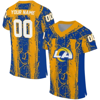custom los angeles rams rugged stripes blue jersey best selling