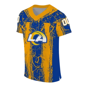 custom los angeles rams rugged stripes blue jersey fashion forward