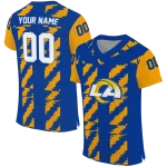 custom los angeles rams stripe block blue jersey best selling